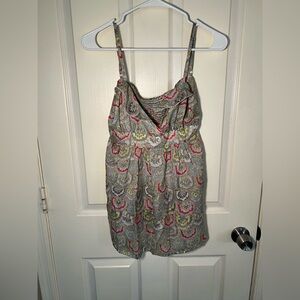 Witchery Pure Silk Paisley Print Spaghetti Strap Tank Size S/M